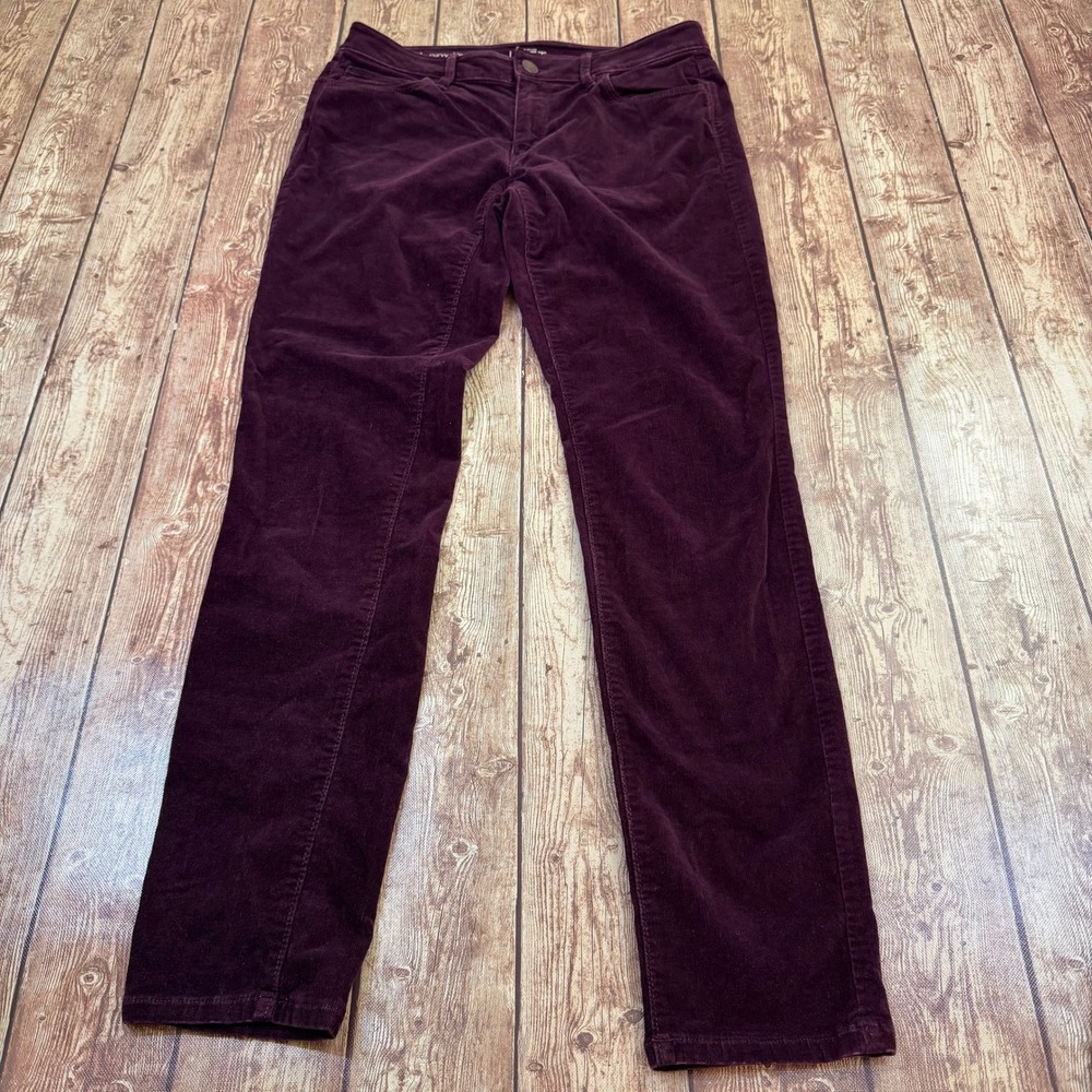 Ann Taylor LOFT Curvy Skinny Pants Womens Size 4 Purple Corduroy Stretch